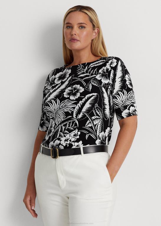 sort hvid Kvinder Ralph Lauren blomstret t-shirt i bomuld Z426B4526