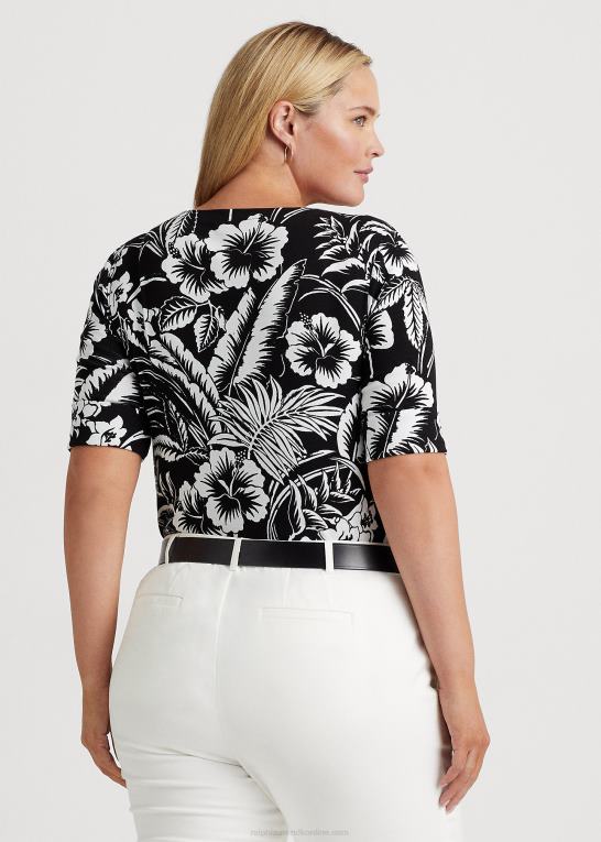 sort hvid Kvinder Ralph Lauren blomstret t-shirt i bomuld Z426B4526