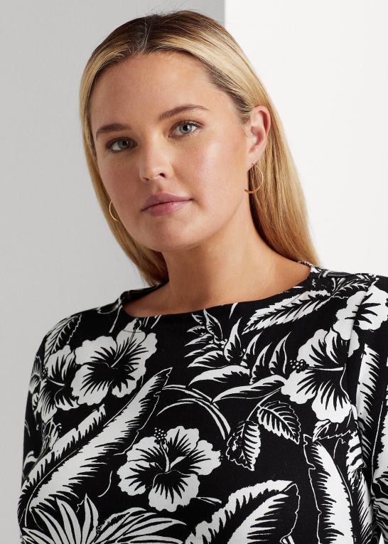 sort hvid Kvinder Ralph Lauren blomstret t-shirt i bomuld Z426B4526