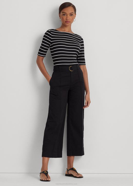 sort hvid Kvinder Ralph Lauren stribet bådhals top Z426B4272