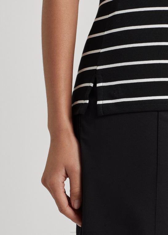 sort hvid Kvinder Ralph Lauren stribet bådhals top Z426B4272