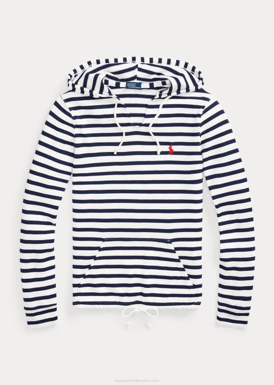 trofæcreme/raffineret navy Kvinder Ralph Lauren stribet hættetrøje i jersey Z426B3037