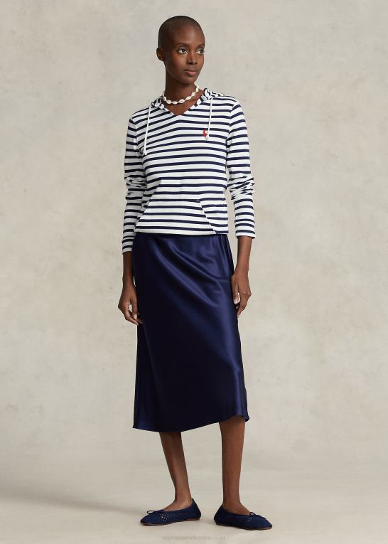 trofæcreme/raffineret navy Kvinder Ralph Lauren stribet hættetrøje i jersey Z426B3037