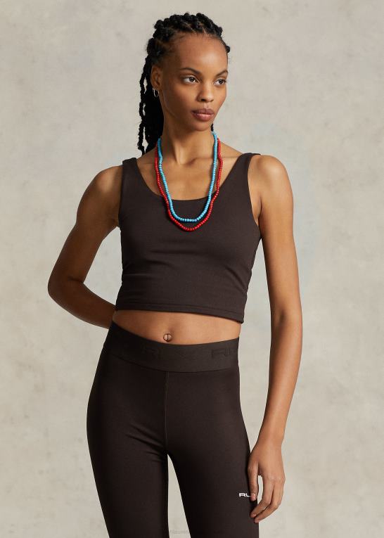 antik brun Kvinder Ralph Lauren cropped tanktop i ruskindet jersey Z426B3061