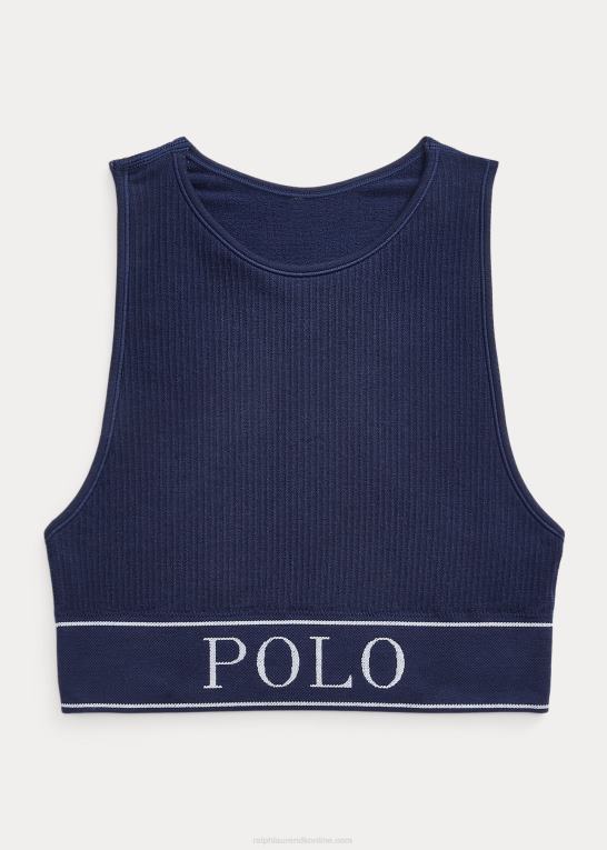 flåde Kvinder Ralph Lauren sømløs cropped jewelneck tank Z426B3366