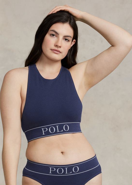 flåde Kvinder Ralph Lauren sømløs cropped jewelneck tank Z426B3366