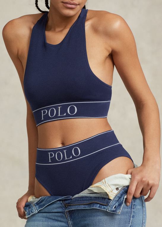 flåde Kvinder Ralph Lauren sømløs cropped jewelneck tank Z426B3366
