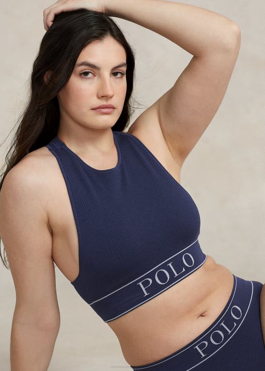 flåde Kvinder Ralph Lauren sømløs cropped jewelneck tank Z426B3366