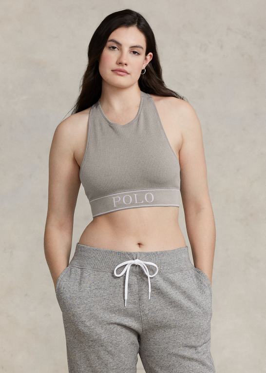 gråmeleret Kvinder Ralph Lauren sømløs cropped jewelneck tank Z426B3368