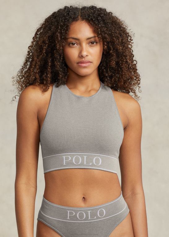 gråmeleret Kvinder Ralph Lauren sømløs cropped jewelneck tank Z426B3368