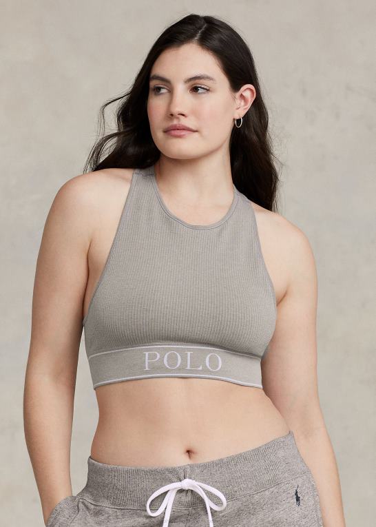 gråmeleret Kvinder Ralph Lauren sømløs cropped jewelneck tank Z426B3368