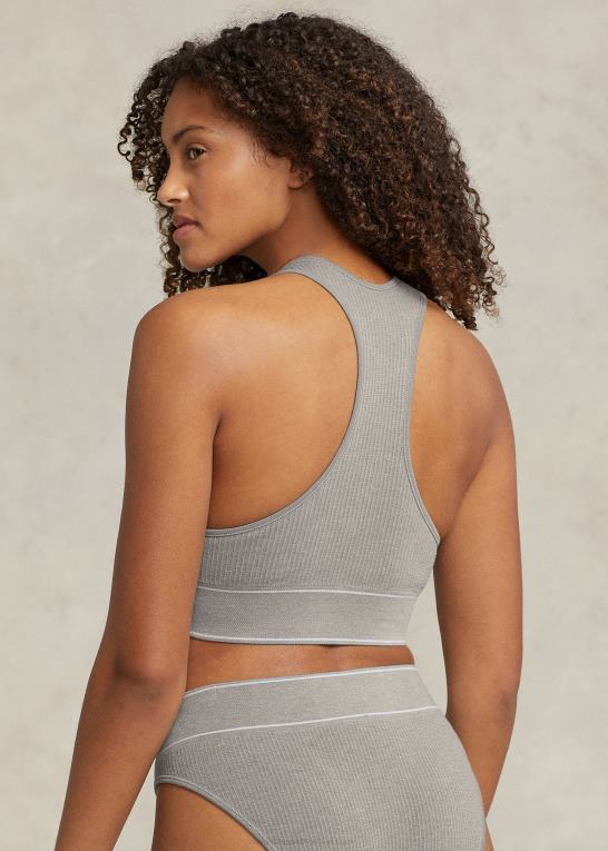gråmeleret Kvinder Ralph Lauren sømløs cropped jewelneck tank Z426B3368