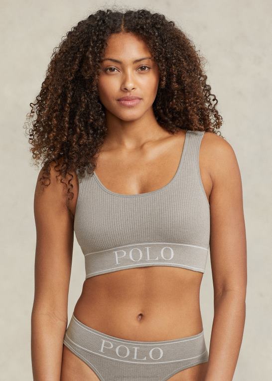 gråmeleret Kvinder Ralph Lauren sømløs cropped scoopneck tank Z426B3364