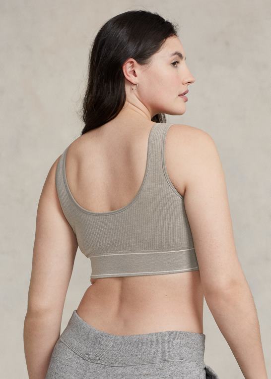 gråmeleret Kvinder Ralph Lauren sømløs cropped scoopneck tank Z426B3364