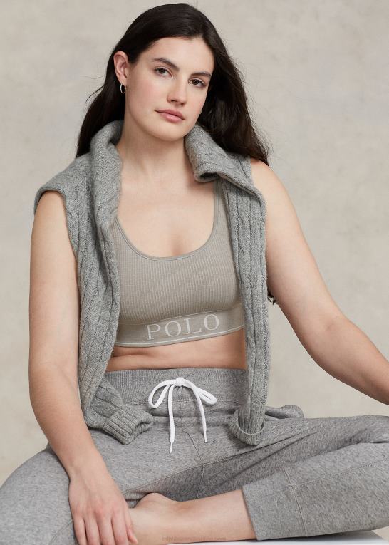 gråmeleret Kvinder Ralph Lauren sømløs cropped scoopneck tank Z426B3364