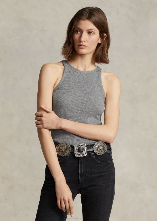 grangrøn lyng Kvinder Ralph Lauren ribbet tanktop i bomuld Z426B2872