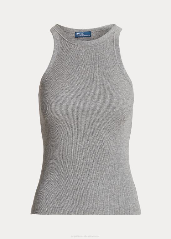 grangrøn lyng Kvinder Ralph Lauren ribbet tanktop i bomuld Z426B2872