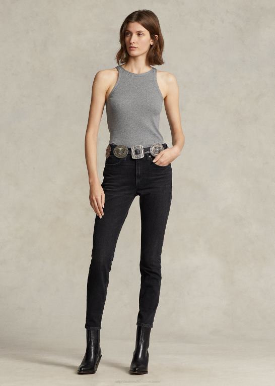 grangrøn lyng Kvinder Ralph Lauren ribbet tanktop i bomuld Z426B2872