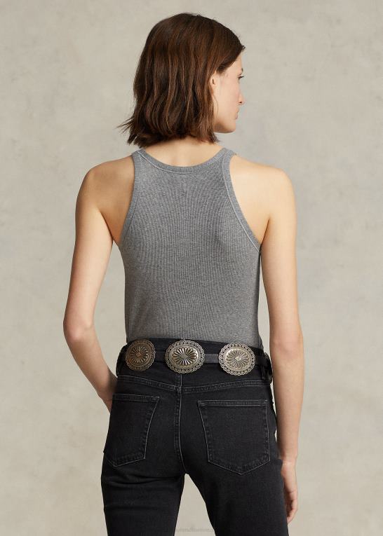 grangrøn lyng Kvinder Ralph Lauren ribbet tanktop i bomuld Z426B2872