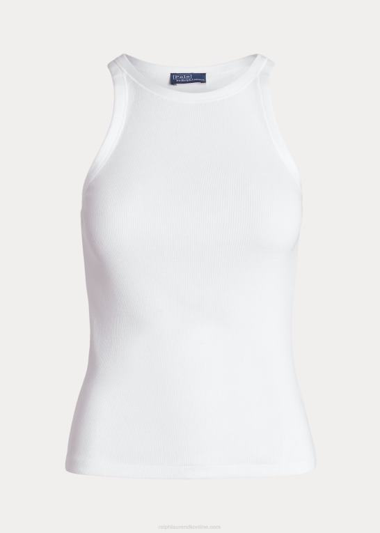 hvid Kvinder Ralph Lauren ribbet tanktop i bomuld Z426B2869