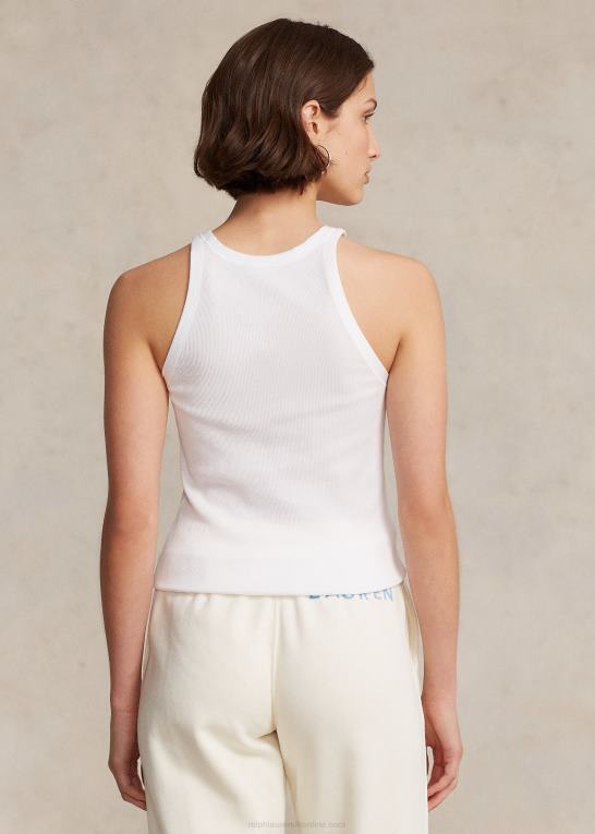 hvid Kvinder Ralph Lauren ribbet tanktop i bomuld Z426B2869