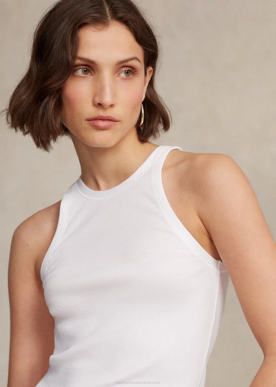 hvid Kvinder Ralph Lauren ribbet tanktop i bomuld Z426B2869