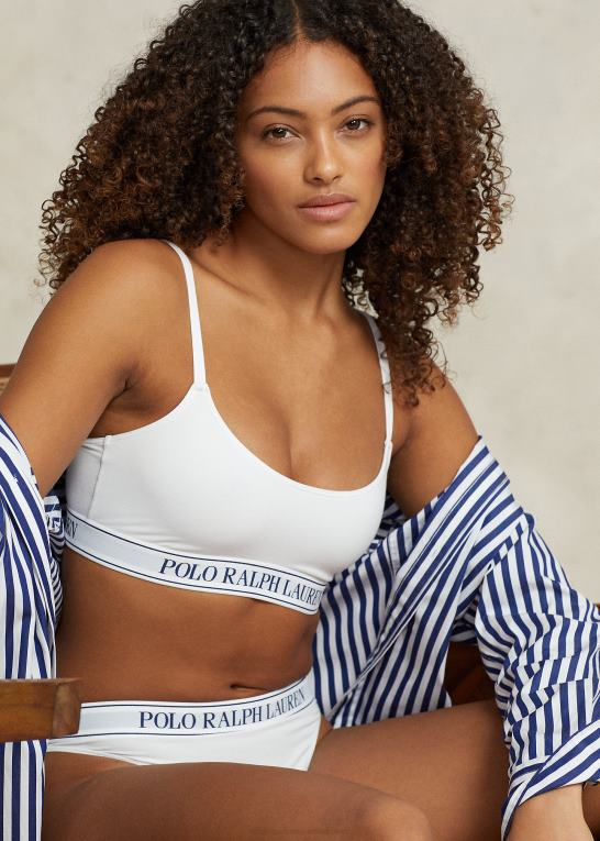 hvid sky Kvinder Ralph Lauren gentag-logo cropped scoopneck tank Z426B3385