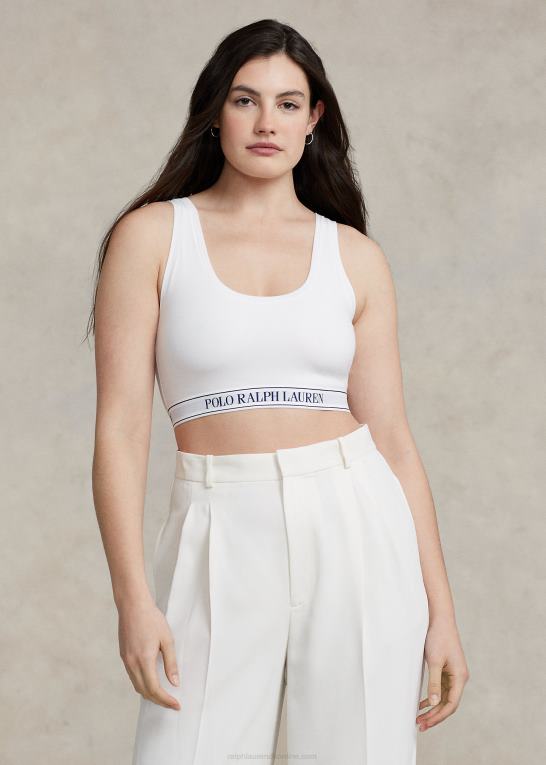hvid sky Kvinder Ralph Lauren gentag-logo scoop beskåret tank Z426B3389