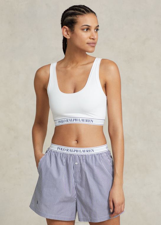 hvid sky Kvinder Ralph Lauren gentag-logo scoop beskåret tank Z426B3389