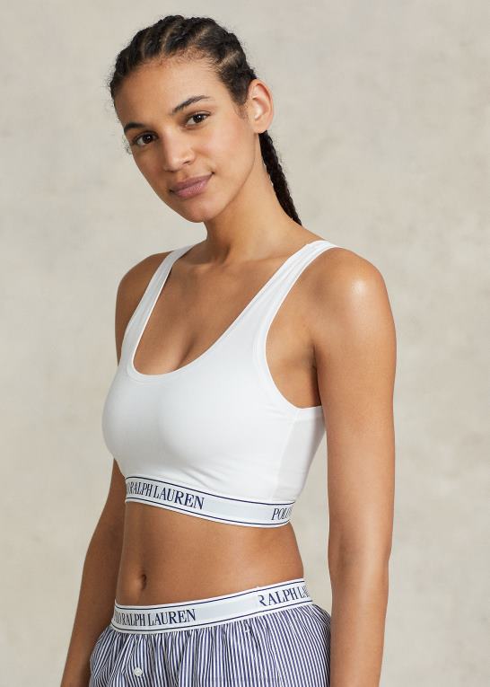 hvid sky Kvinder Ralph Lauren gentag-logo scoop beskåret tank Z426B3389