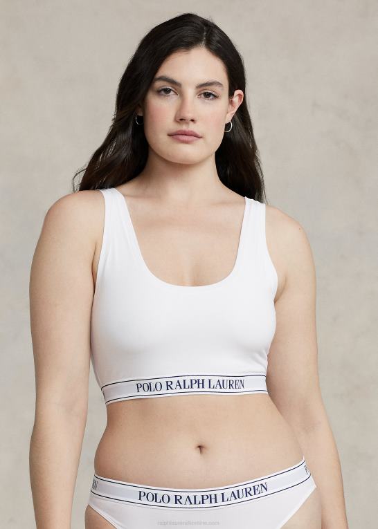 hvid sky Kvinder Ralph Lauren gentag-logo scoop beskåret tank Z426B3389