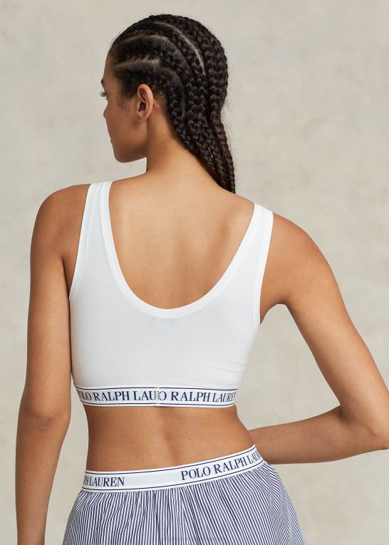 hvid sky Kvinder Ralph Lauren gentag-logo scoop beskåret tank Z426B3389