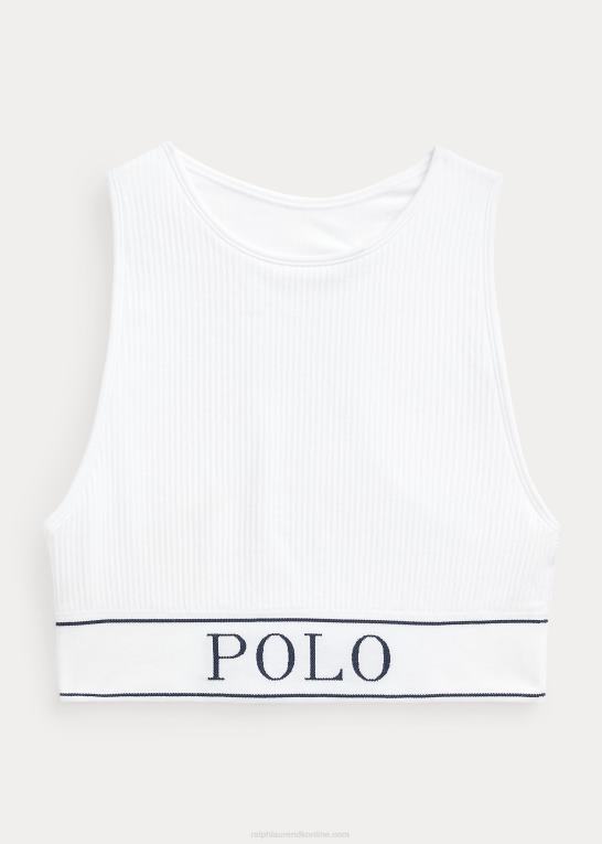 hvid sky Kvinder Ralph Lauren sømløs cropped jewelneck tank Z426B3367