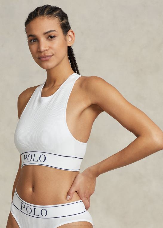 hvid sky Kvinder Ralph Lauren sømløs cropped jewelneck tank Z426B3367