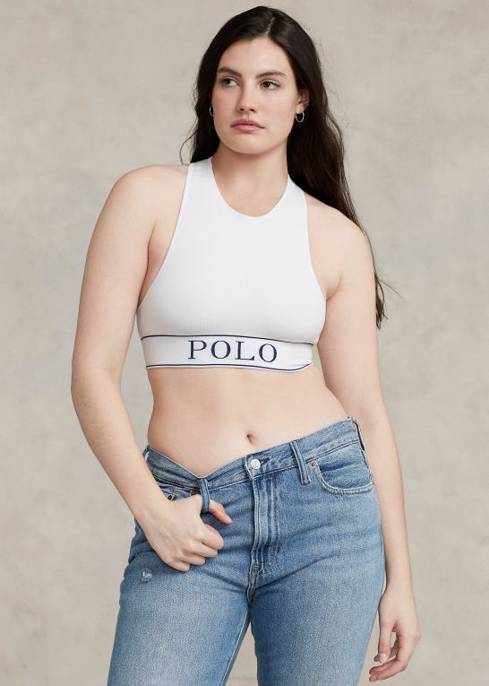 hvid sky Kvinder Ralph Lauren sømløs cropped jewelneck tank Z426B3367