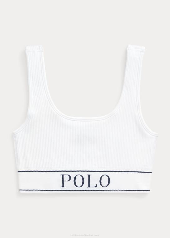 hvid sky Kvinder Ralph Lauren sømløs cropped scoopneck tank Z426B3362