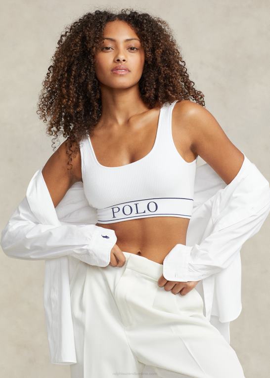 hvid sky Kvinder Ralph Lauren sømløs cropped scoopneck tank Z426B3362