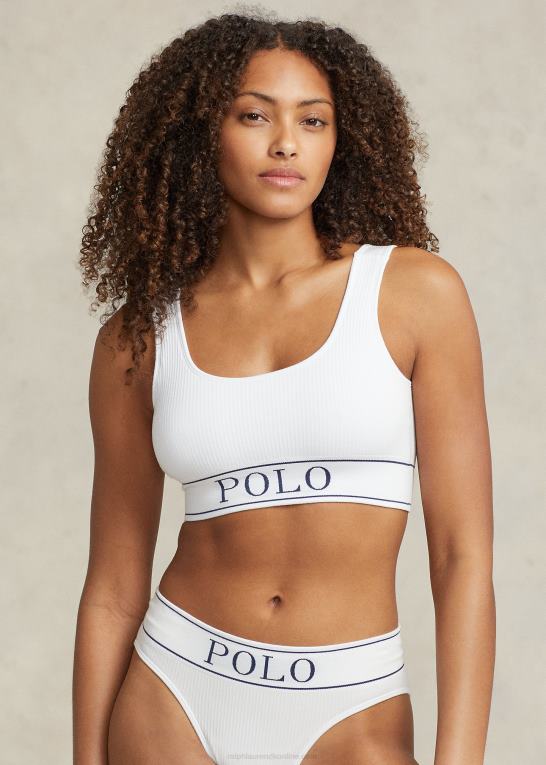 hvid sky Kvinder Ralph Lauren sømløs cropped scoopneck tank Z426B3362