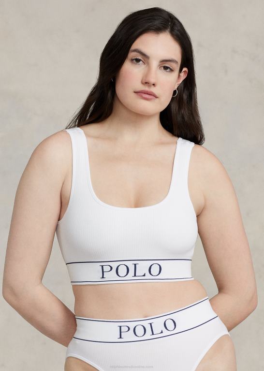 hvid sky Kvinder Ralph Lauren sømløs cropped scoopneck tank Z426B3362