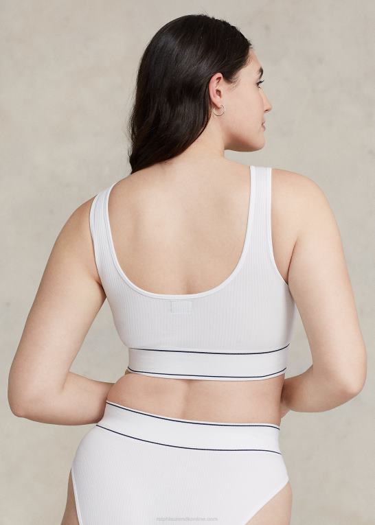 hvid sky Kvinder Ralph Lauren sømløs cropped scoopneck tank Z426B3362