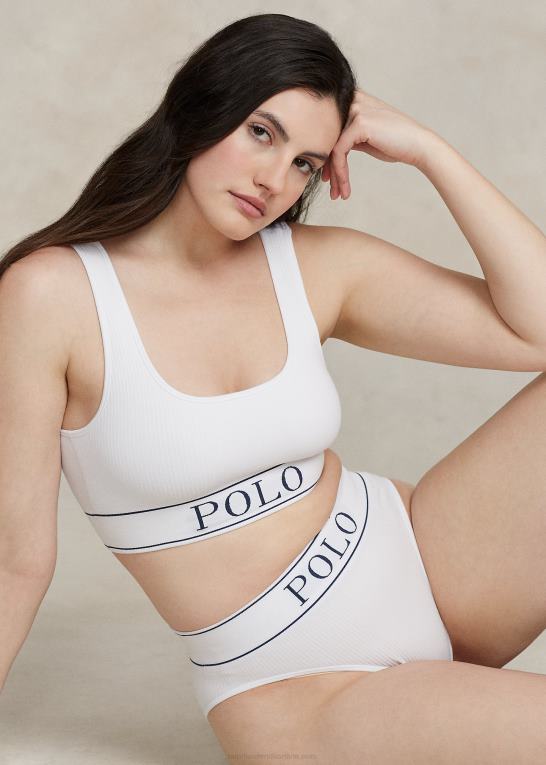 hvid sky Kvinder Ralph Lauren sømløs cropped scoopneck tank Z426B3362