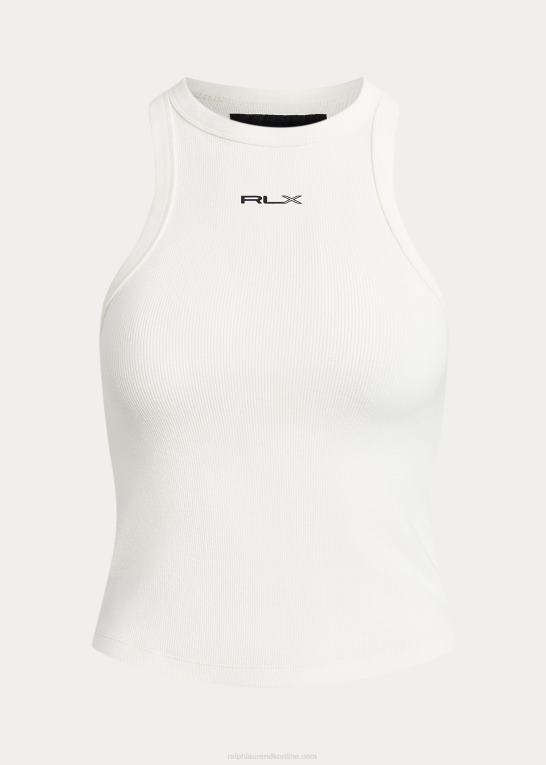 keramisk hvid Kvinder Ralph Lauren ribbet racerback tank Z426B9179