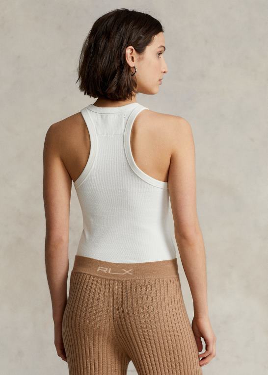keramisk hvid Kvinder Ralph Lauren ribbet racerback tank Z426B9179