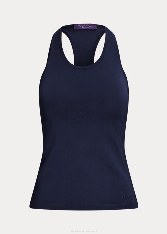 lux marine Kvinder Ralph Lauren racerback tanktop i stretch silke Z426B9370