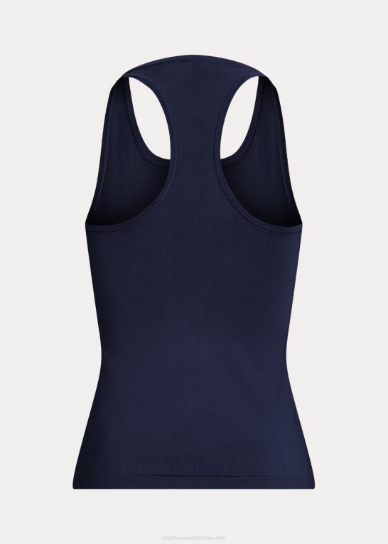 lux marine Kvinder Ralph Lauren racerback tanktop i stretch silke Z426B9370