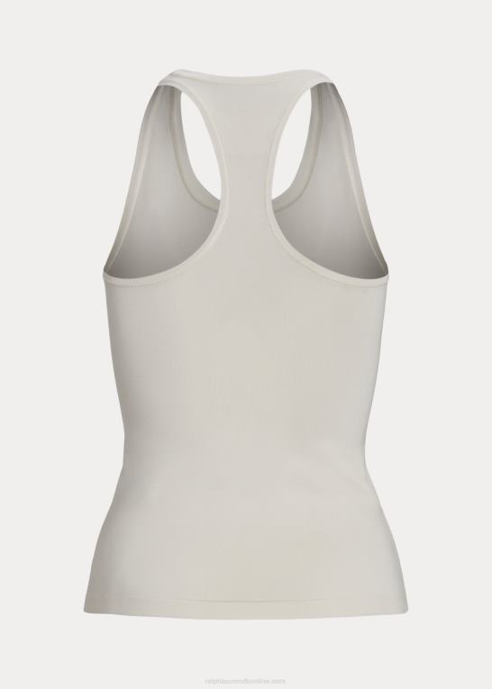 off white Kvinder Ralph Lauren racerback tanktop i stretch silke Z426B9374