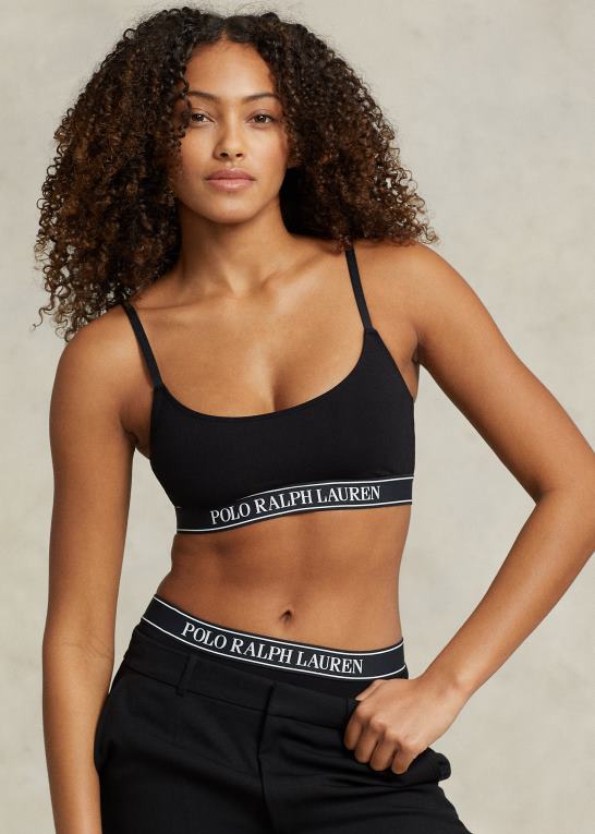 onyx Kvinder Ralph Lauren gentag-logo cropped scoopneck tank Z426B3383