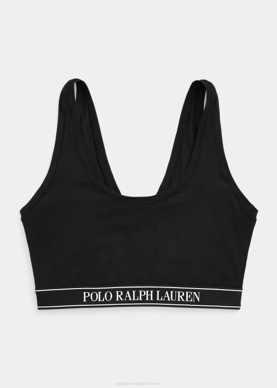 onyx Kvinder Ralph Lauren gentag-logo scoop beskåret tank Z426B3388