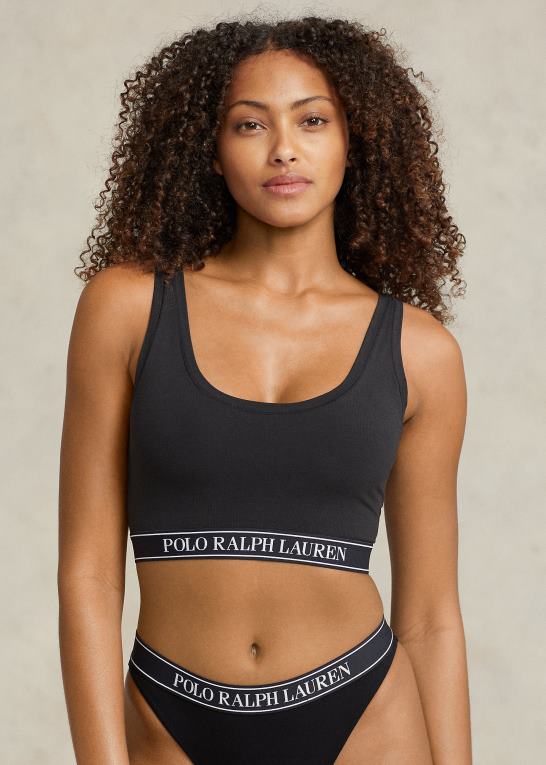 onyx Kvinder Ralph Lauren gentag-logo scoop beskåret tank Z426B3388