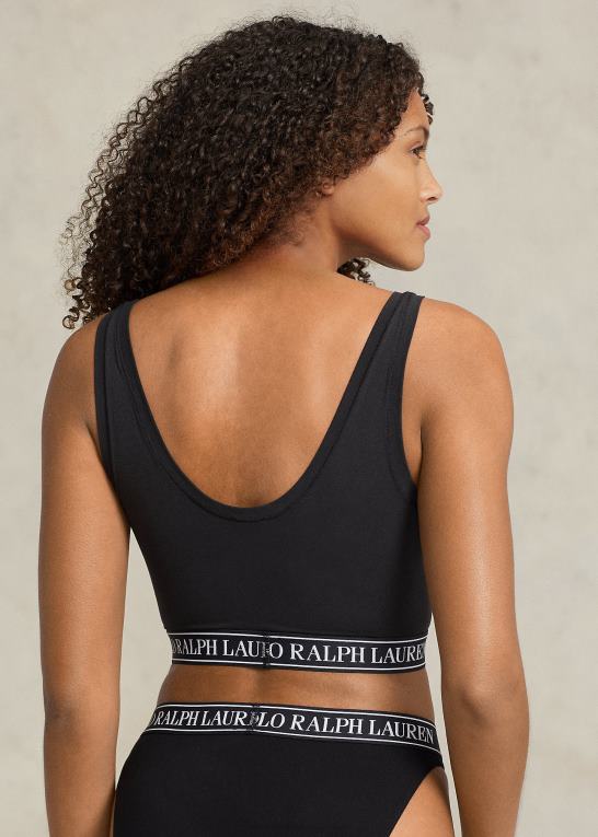 onyx Kvinder Ralph Lauren gentag-logo scoop beskåret tank Z426B3388